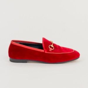 Gucci Jordaan Red Velvet Bit Loafers
